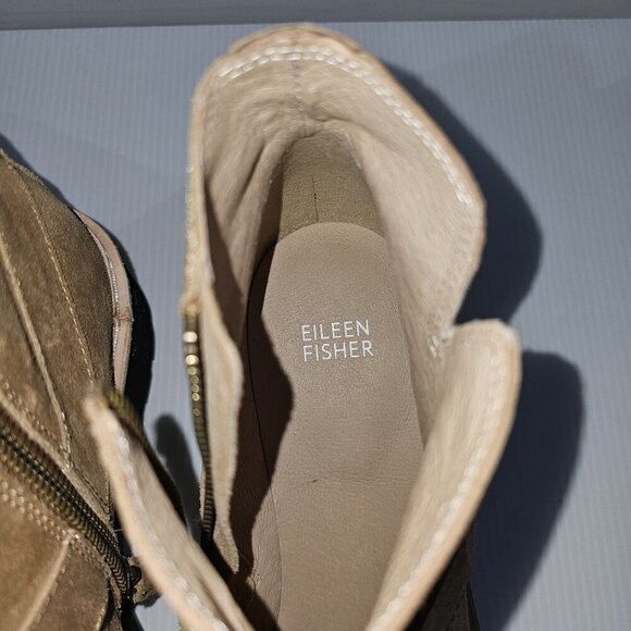 Eileen Fisher Cargo Ankle Boot Womens 9 Brown Suede Platform Wedge Comfort NEW - Picture 10 of 13